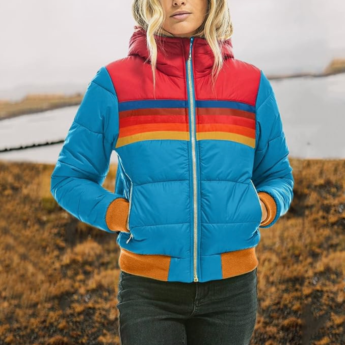 Roswitha - Retro Parka met imitatiebont capuchon voor dames