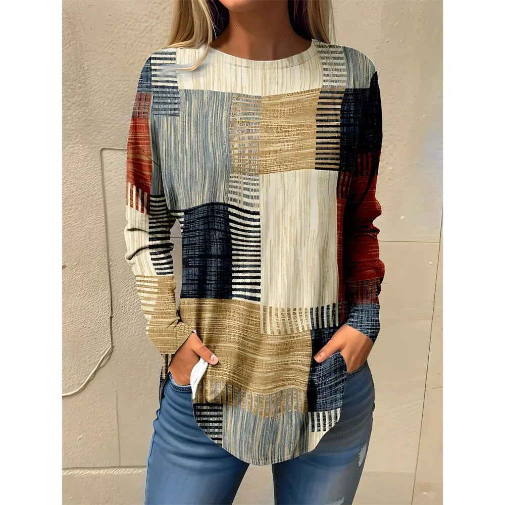 Ethla™ - Sweatshirt met kleurblokken in vintage stijl