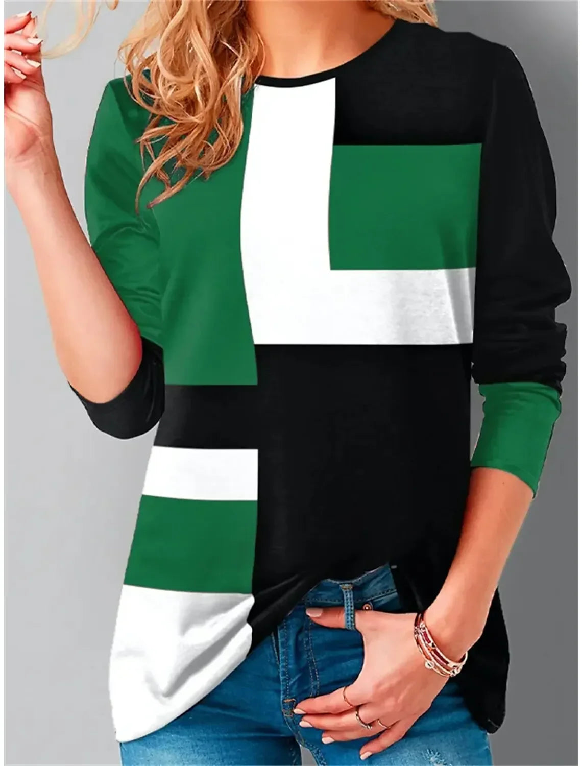 Ethla™ - Sweatshirt met kleurblokken in vintage stijl