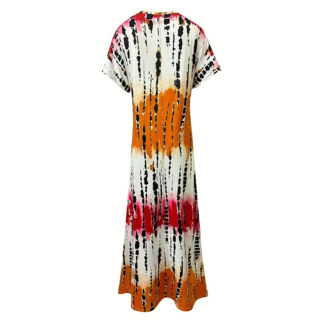 Clara - Tie Dye V-Neck Split Dress