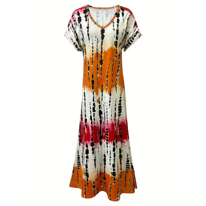 Clara - Tie Dye V-Neck Split Dress