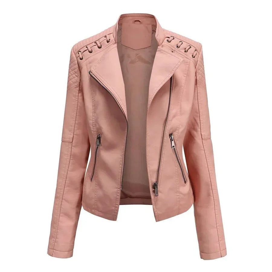 Jill - Stylish Lapel Collar Leather Jacket