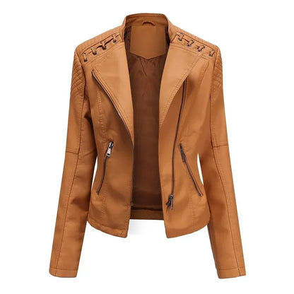 Jill - Stylish Lapel Collar Leather Jacket