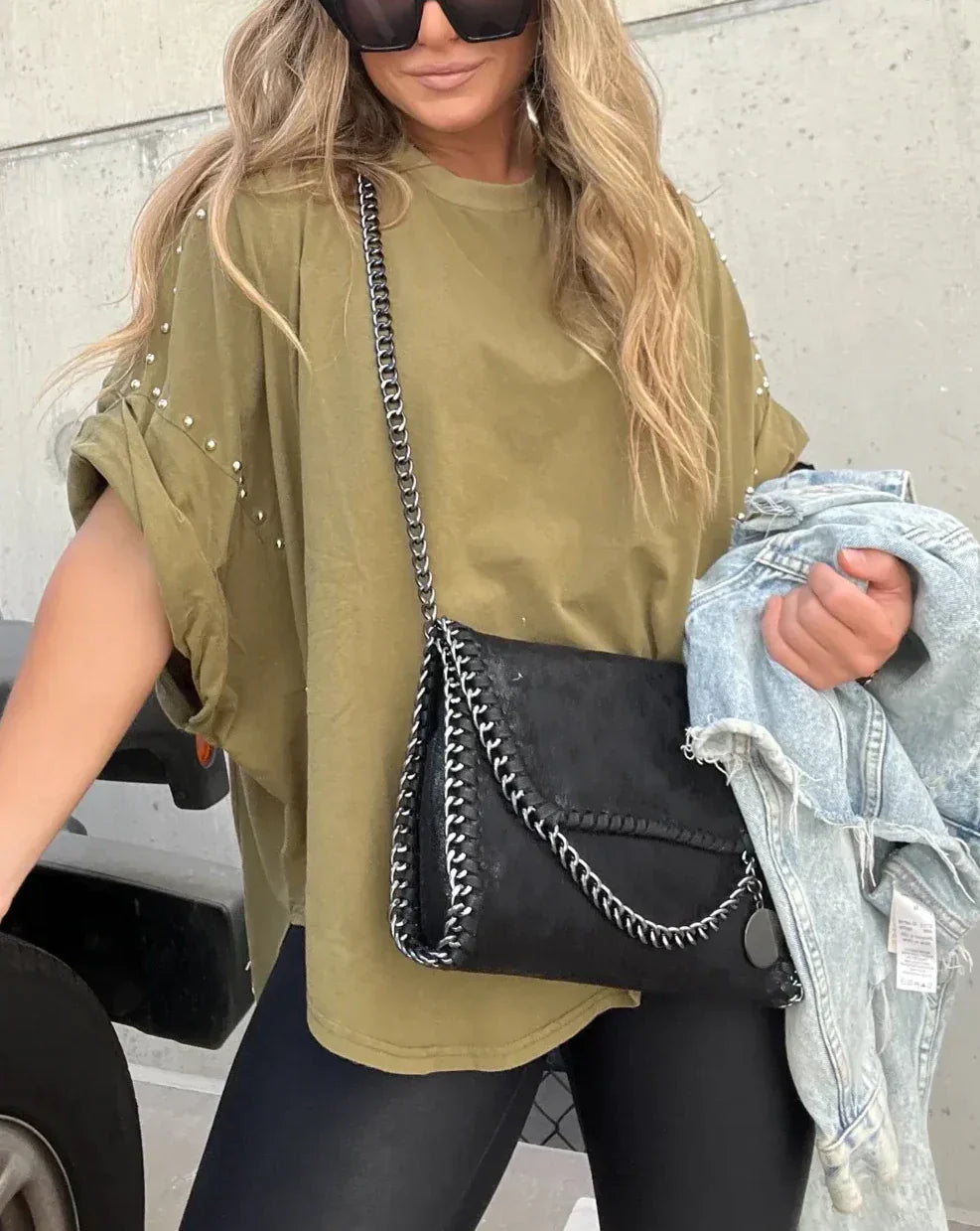 Hannah - Studded Oversized Tee