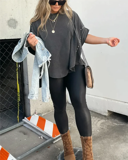 Hannah - Studded Oversized Tee