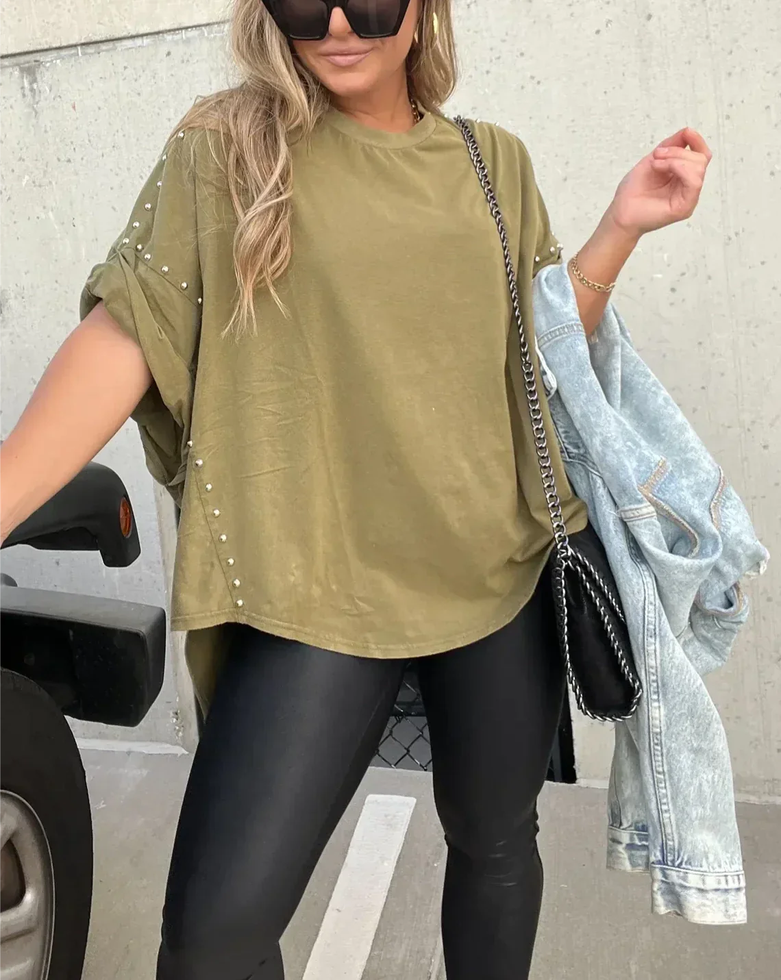 Hannah - Studded Oversized Tee