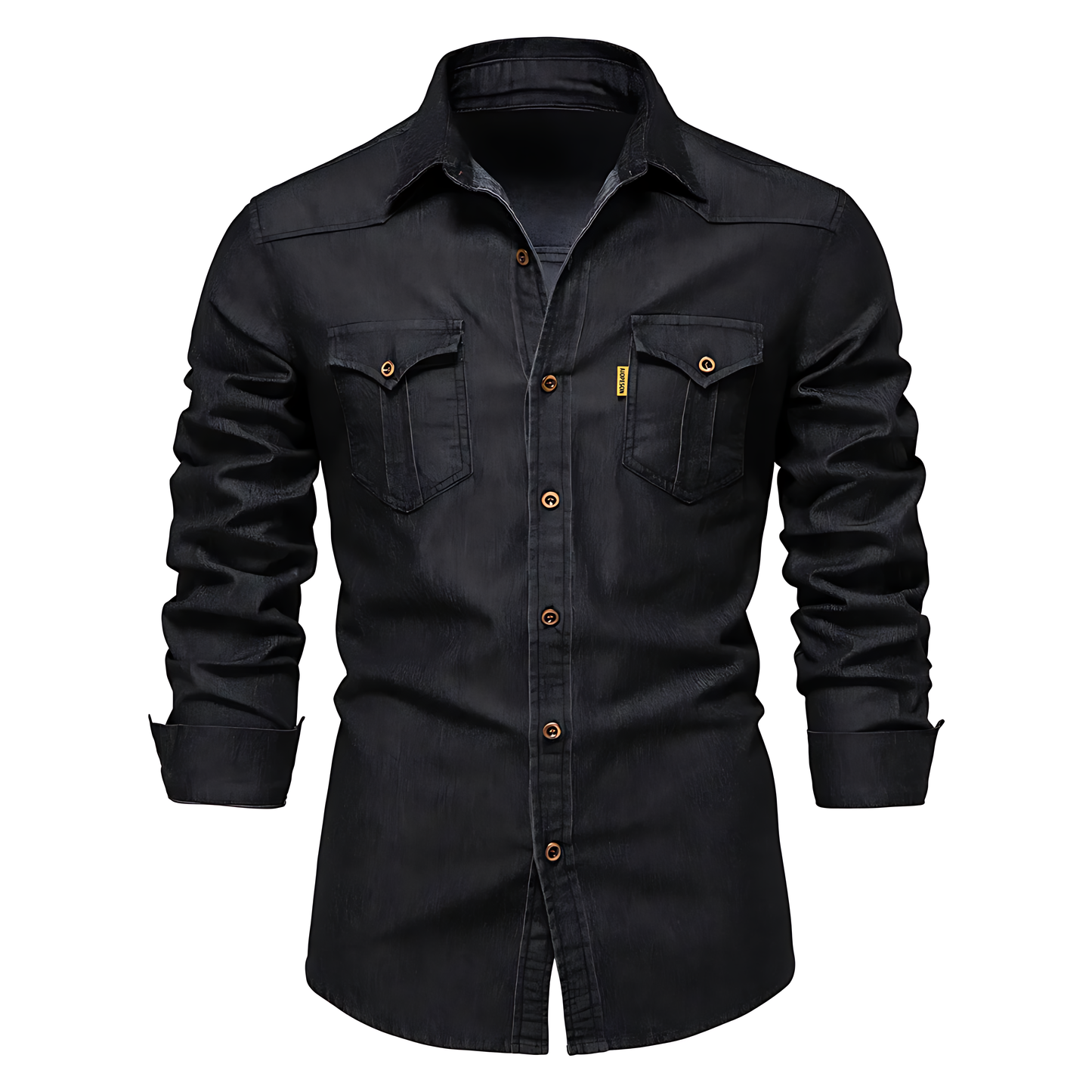 AdaptiveFit Cotton Denim Shirt - Tailored for Men